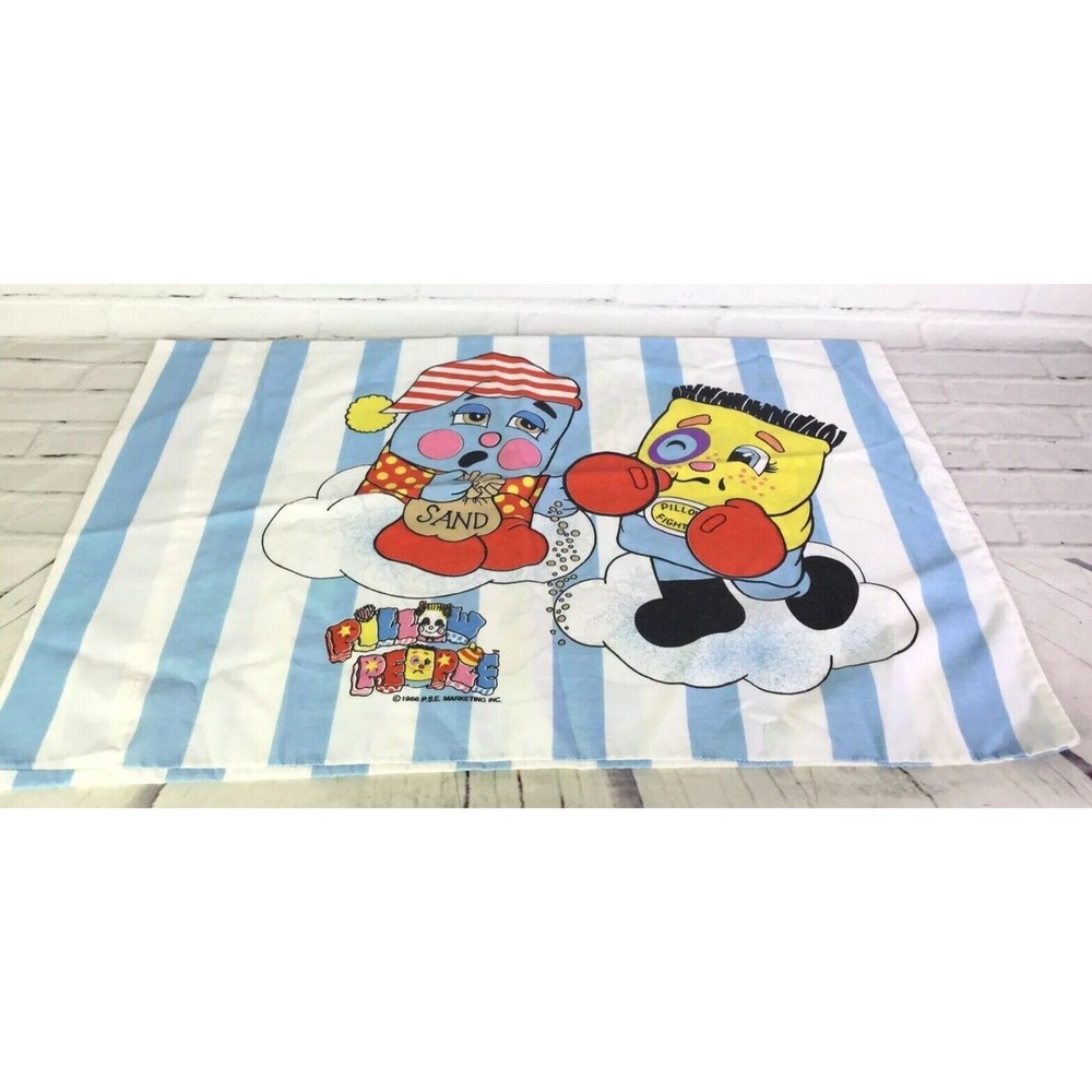 VTG 1986 PILLOW PEOPLE Twin Pillow Case Sham Bed Fabric For Crafts Cartoon 80s